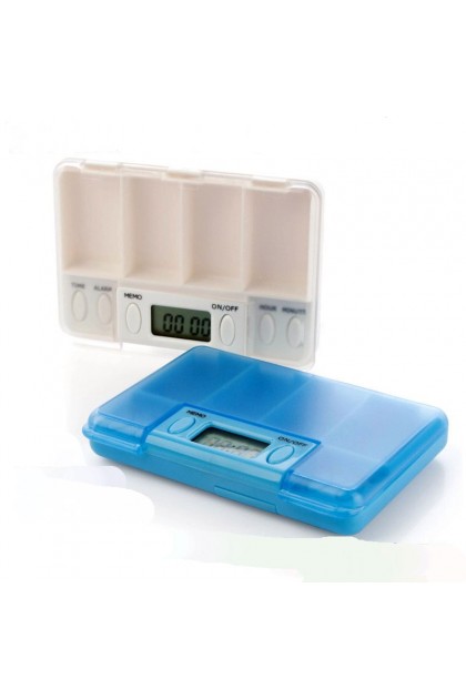 4 Grids White Timing Pill Box 4格定时药盒方便携带-白色