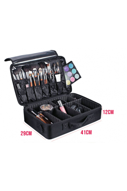 (Large) 3 Layers Makeup Travel/Home Case Waterproof Makeup Bag Cosmetic Organizer Storage Case Brush Holder with Adjustable Divider 大号3层大容量手提/肩背带可调节隔板专业化妆收纳箱